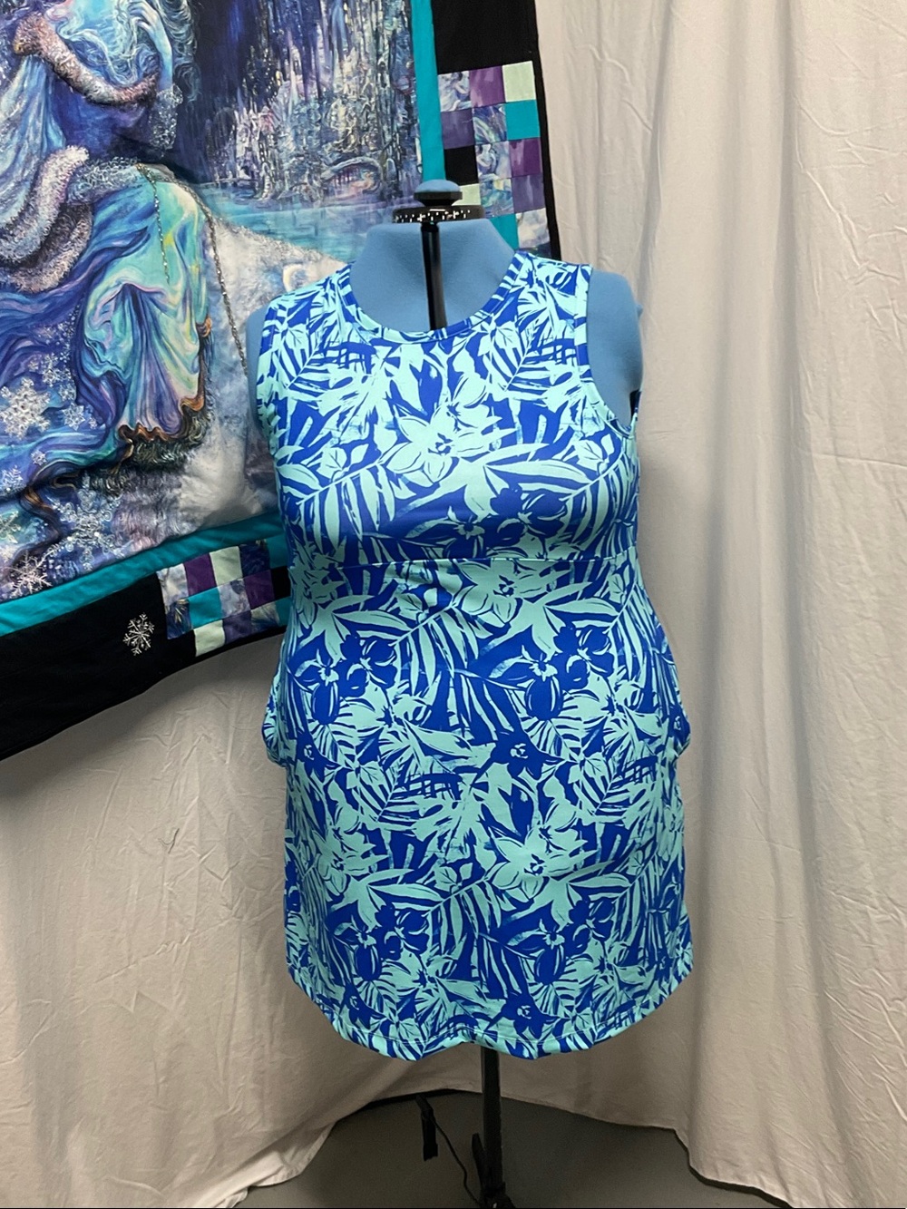 Columbia Blue and Aqua Floral Mini Dress